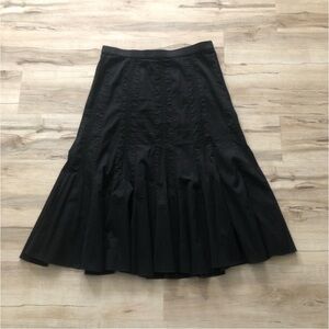 Simon Chang Classic Black A-Line Elegant Midi Full Length Tulip Skirt